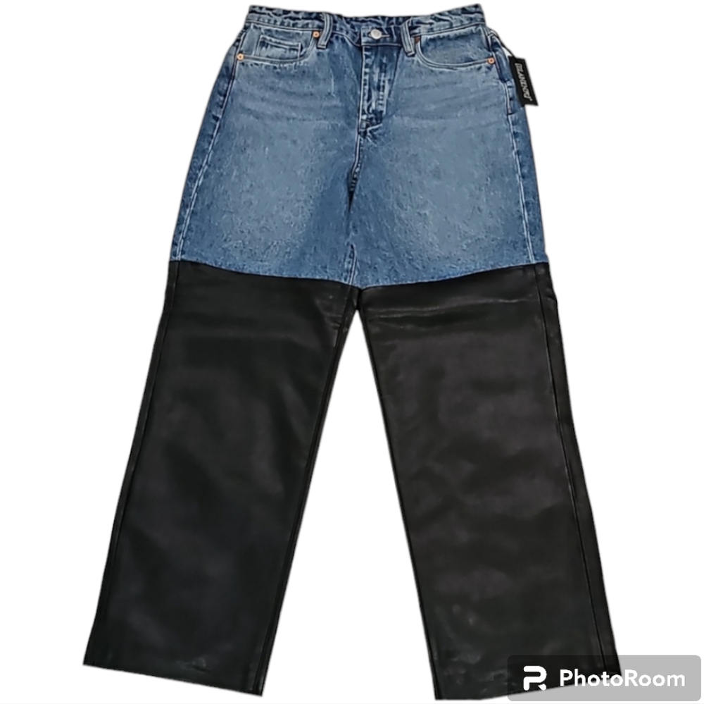 Blank NYC jeans The Baxter rlhigh waist straight leather leg sz 27